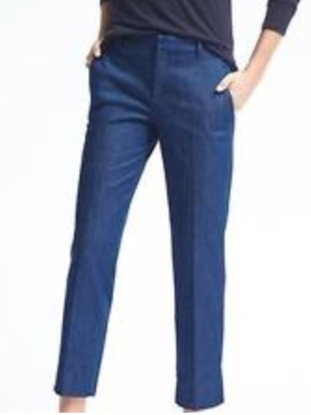Banana Republic Avery Indigo Cropped Slim Jeans with Raw Hem